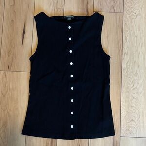 Wild Fable Black Sleeveless Blouse with White Buttons